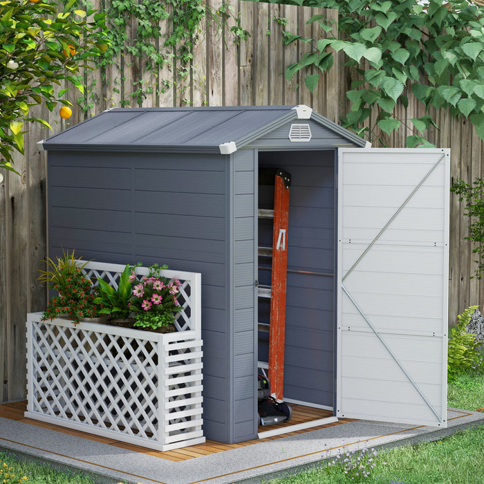 Outsunny 4.5' X 6' Garden Storage Shed W/ Latch Door, Air Vents, Pp, Grey