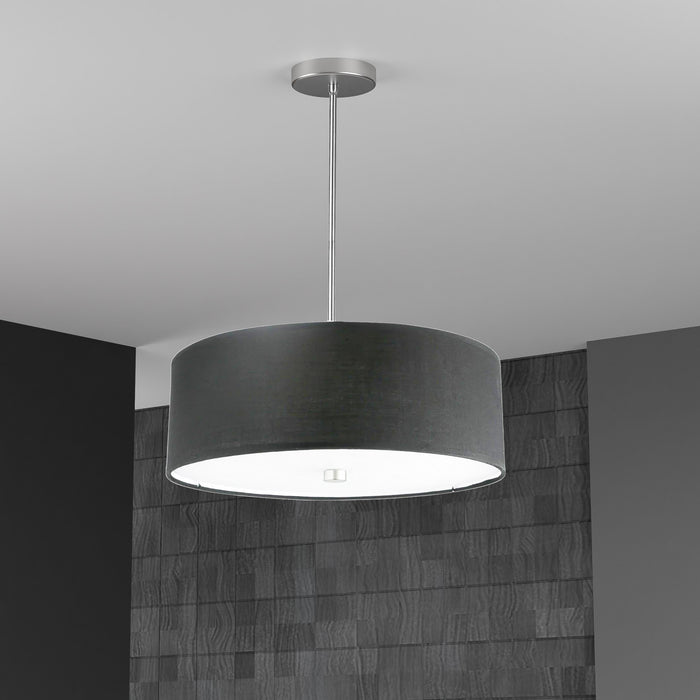 Dainolite Everly 4 Light Pendant Polish Chrome Finish Black Shade Lamp