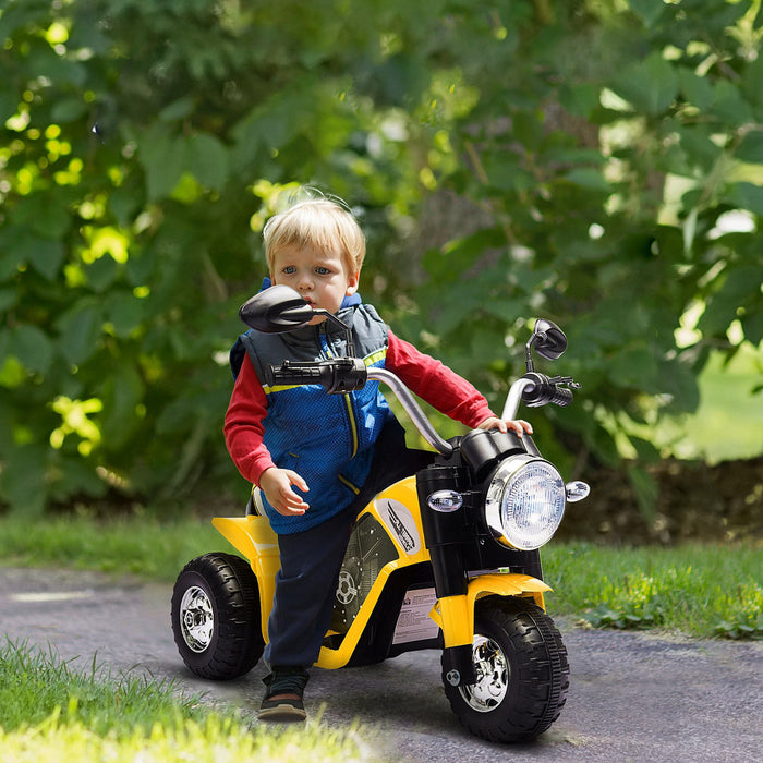 Aosom Kids Electric Motorcycle 6v Battery Powered Ride-On Ride-on Dirt Bike 3-wheels Motorbike With Horn Headlights Realistic Sounds 1.24mph Speed For Girls Boy 18 - 36 Months Yellow