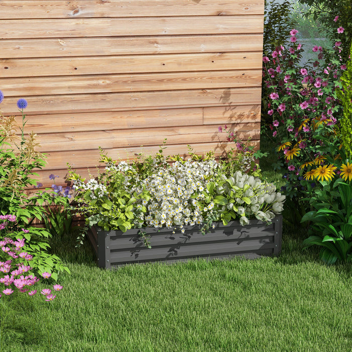 Outsunny 4' X 2' X 1' Raised Garden Bed, Galvanized Steel Planter Box For Vegetables, Flowers, Herbs, Light Grey