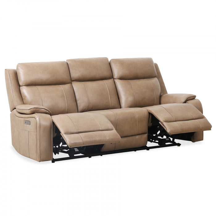 Marlow 84 in. Leather Match Power Reclining Sofa with USB/USB-C - Taupe