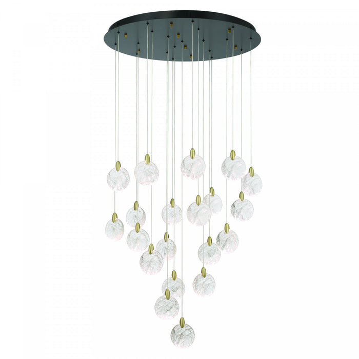 Snowflake 20 Light Integrated Led Chandelier, Satin Brass