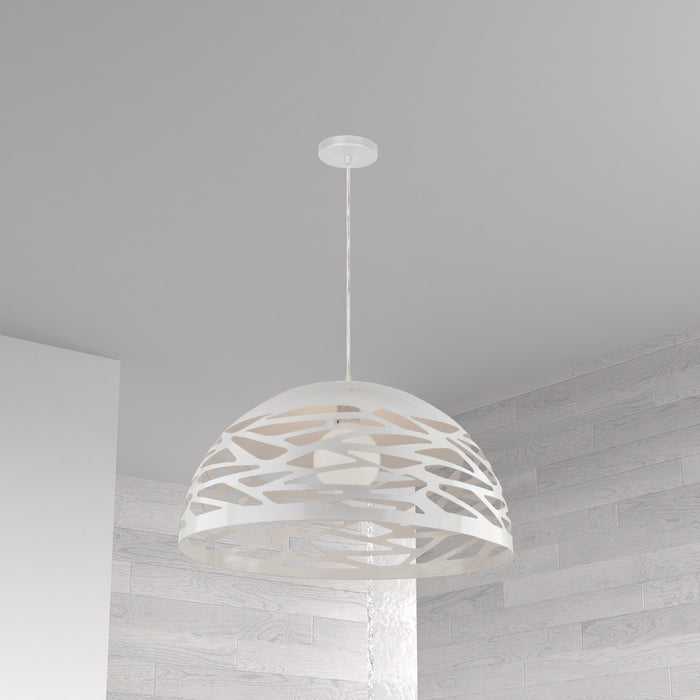 Dainolite Coral 1 Light Pendant 16\" Dia Matte White Finish Lamp