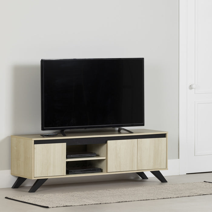 Flam 59\" TV Stand with Doors - Bleached Oak