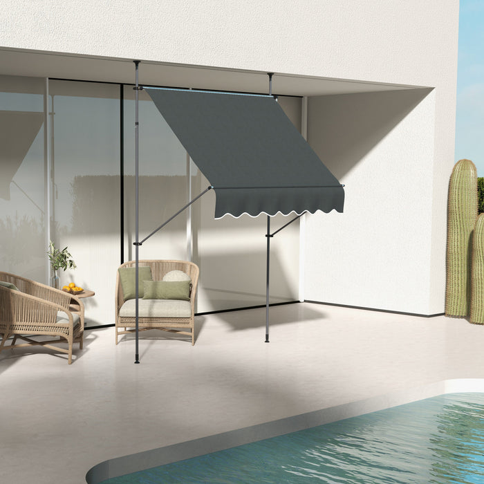 Outsunny 6.5' X 4' Retractable Awning, Freestanding & Non-screw, Dark Grey