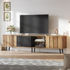 Nathan TV Stand Media Console with 3 Doors and Open Shelving,Natural | Nathan meuble TV – meuble multimedia avec 3 portes et etageres ouvertes, finition naturelle