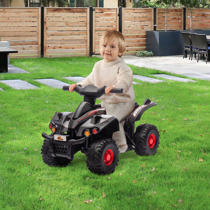 Qaba 6v Kids Atv Quad, 4 Wheeler Battery Powered Ride-On Electric Vehicle For Kids With Music, Forward, For Boys Girls Toddlers Ages 2-6 Years, Black