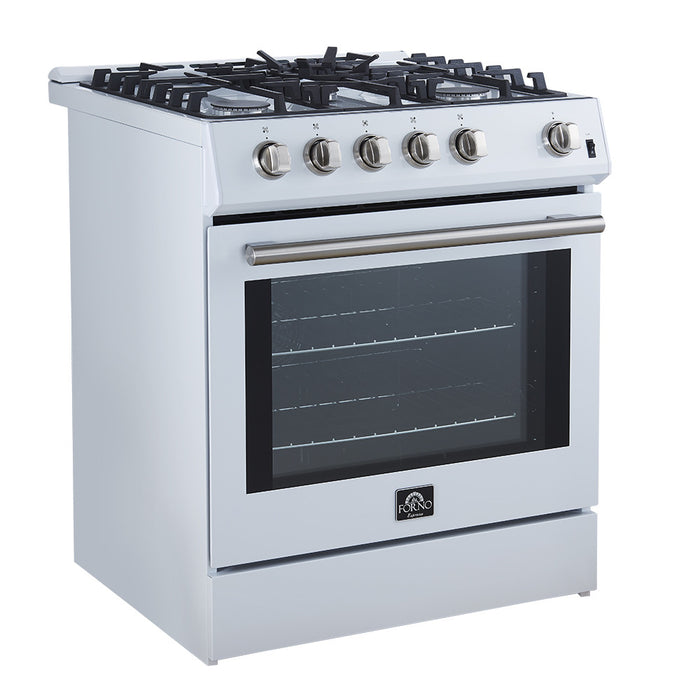 Forno Leonardo Espresso 30\" White Gas Range, 5 cu.ft Convection Oven-FFSGS1116-30WHT