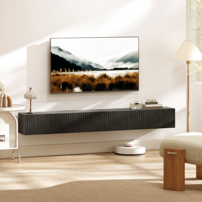 HOMCOM 71\" Floating TV Stand for TVs up to 72 Inch, Black