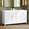 Sorelle 59 Inch Double Sink Bathroom Vanity with Resin Sinks and 3 Drawers, White | Sorelle Meuble-Lavabo Double 59 po avec Vasques en Resine et 3 Tiroirs, Blanc