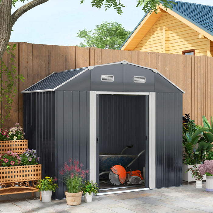 Outsunny 8' X 4' Metal Outdoor Storage Shed With Adjustable Shelves