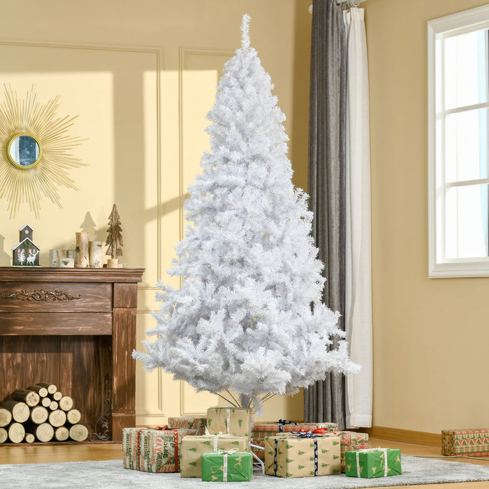 Homcom 7' Artificial Christmas Tree With 1230 Branch Tips Metal Stand White