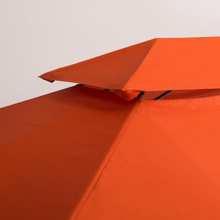 Outsunny 13.1' X 9.8' Gazebo Replacement Canopy 2 Tier Top Uv Cover Pavilion Garden Patio Outdoor, Rust Red (top Only)