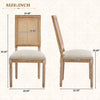 Oliver Solid Wood Rubberwood Dining Chair Set of 2 with Upholstered Seat Cane Backrest and Fluted Legs,Beige | Oliver lot de 2 chaises de salle a manger en bois massif (hevea) avec assise rembourree, dossier en cannage et pieds canneles, beige