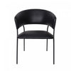 Slate Contemporary Modern Vegan Leather Metal Armchair in Black - Set of 2 | Fauteuil contemporain moderne en cuir vegetalien avec accoudoirs en metal noir - Lot de 2