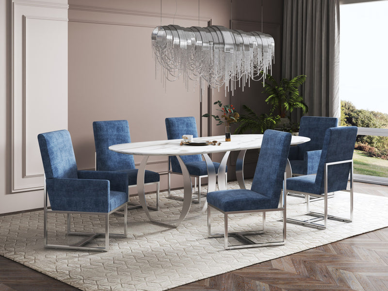Element Modern 8-Piece Dining Chair Set in Blue