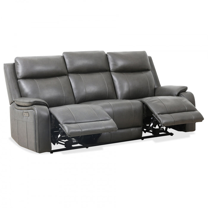Marlow 84 in. Leather Match Power Reclining Sofa with USB/USB-C - Charcoal