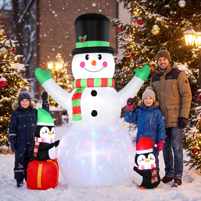 Outsunny 8FT Christmas Inflatables Snowman, Outdoor Decorations w/ LED