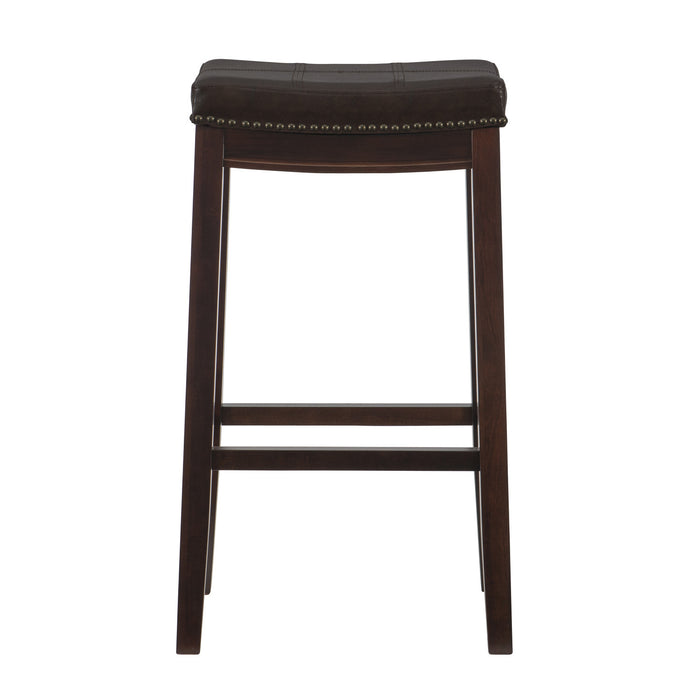 Claridge Faux Leather Backless Barstool - Browm
