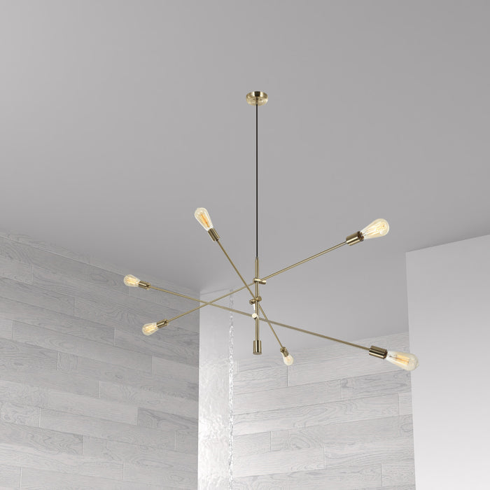 Dainolite Alexa 6 Light Adjustable Pendant Aged Brass Finish Lamp