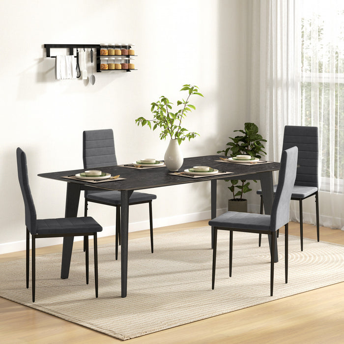 HOMCOM Dining Chairs, Set of 4, Upholstered Accent Chairs, Back, Grey