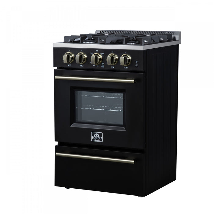 Forno Breno 24\" Freestanding Gas Range, Black - FFSGS6290-24BLK