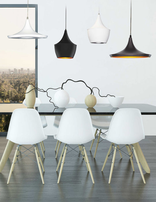 Dainolite Helsinki 1 Light Pendant Teardrop Large Matte Black Finish Gold Interior Lamp