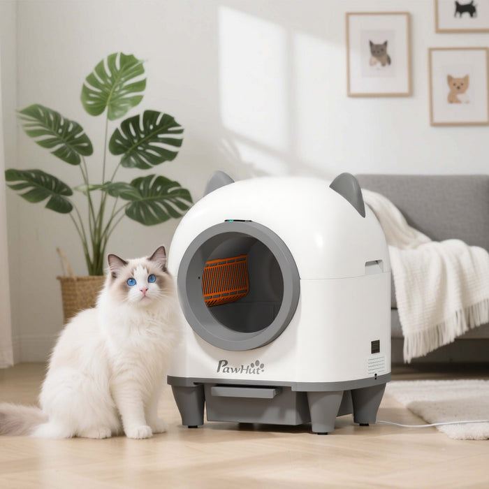 PawHut Automatic Cat Litter Box, 80L Extra Large Self Cleaning Litter Box for Multiple Cats with App Control, Odor Isolation, Safety Protection, Anti-Pinch, 1 Roll Garbage Bag