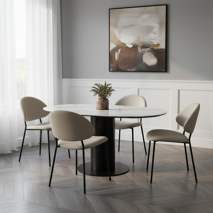 Haven Contemporary Modern Vegan Leather Metal Side Chair in Stone Gray - Set of 4