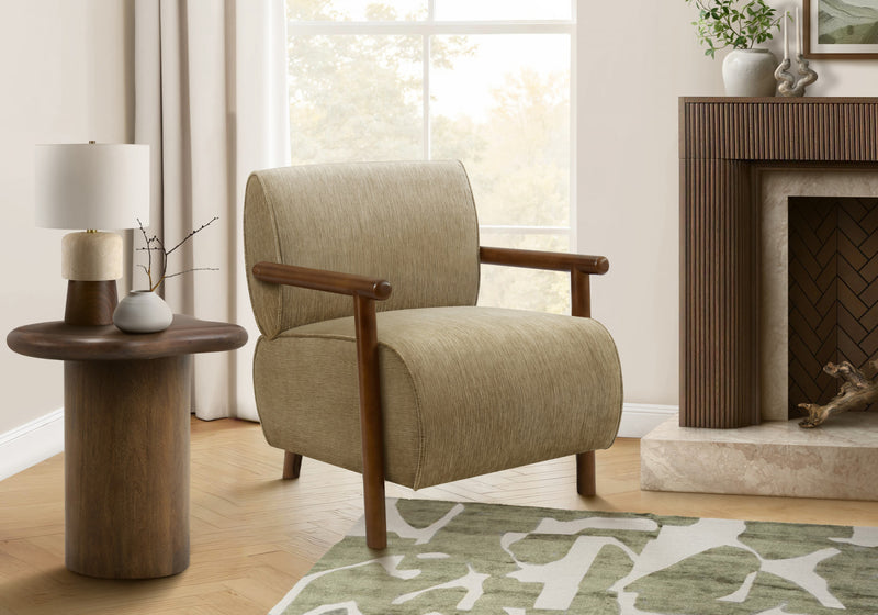 Monarch Specialties - Accent Chair, 31\"H, Upholstered, Living Room, Bedroom, Brown Fabric, Brown Walnut Wood