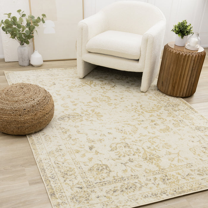 Ellis Subtle Traditional Elegant Beige Cream Area Rug - 7'10\" x 10'6\"