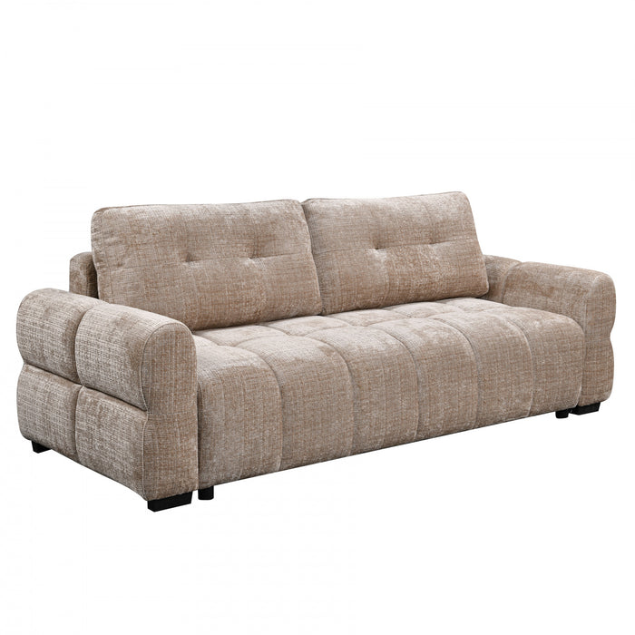 Maeve 92 in. Chenille Tufted Sofa Bed with Under-Seat Storage - Beige
