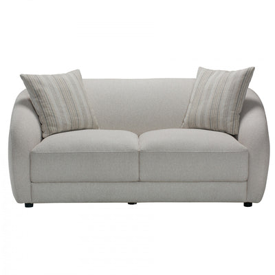 Isla 70 in. Boucle Loveseat with Rounded Barrel Arms and Accent Pillows - Cream | Isla Causeuse 70 po. en boucle avec accoudoirs baril arrondis et coussins decoratifs - Creme