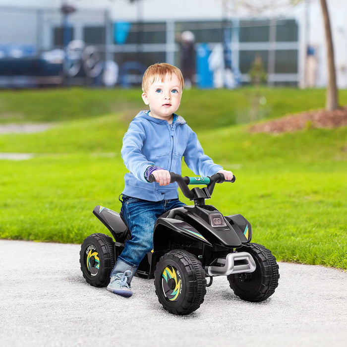 Aosom Kids Atv, 6v Battery Powered Ride-On Electric Car For Kids, Toddler Quad 4 Wheeler With Forward, Reverse Switch, For Boys Girls 18-36 Months, Black