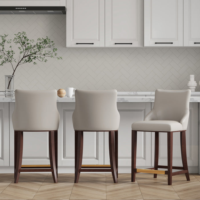 Shubert Modern Wood Upholstered Counter Stool in Light Gray - Set of 3