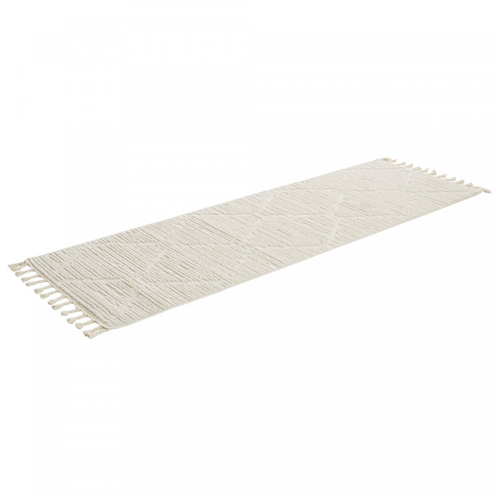 Quinto Lattice Large Cream Shag Area Rug - 2'7\" x 8'