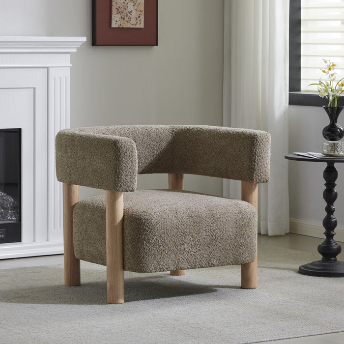 Evelyn Accent Arm Chair with Comfortable Seating and Boucle Upholstery,Light Camel Accent Chair