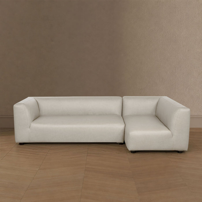 Lukas Contemporary Modern 118\" Right-Facing 2-Piece Sectional Sofa in Cream