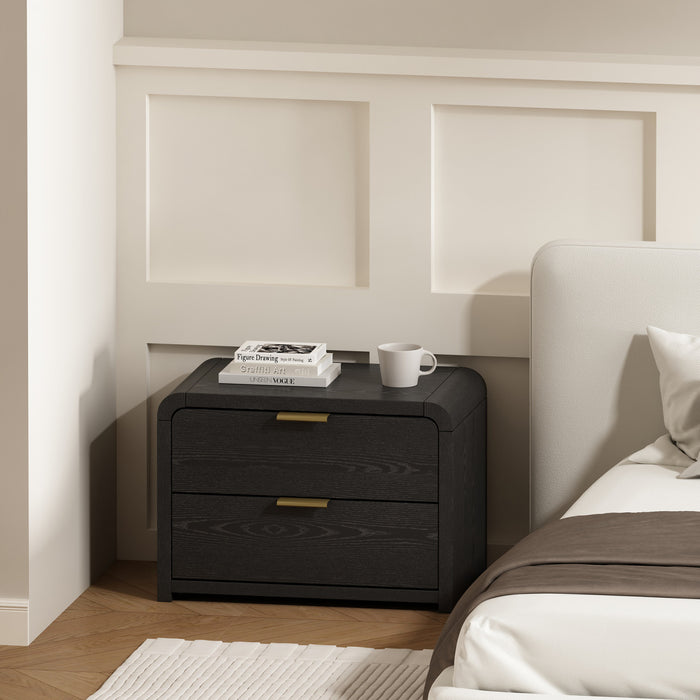 Grace Modern 28\" Nightstand in Black and Gold