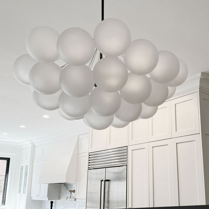 Dainolite Miles 8 Light Chandelier Matte Black Frosted Glass Lamp