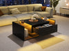 Gleam 39.3 Inch High-Gloss Coffee Table with LED Lights, Drawer and Glass Side Panels, Black | Gleam Table Basse Haute Brillance 39.3 po avec Lumieres LED, Tiroir et Panneaux Lateraux en Verre, Noir