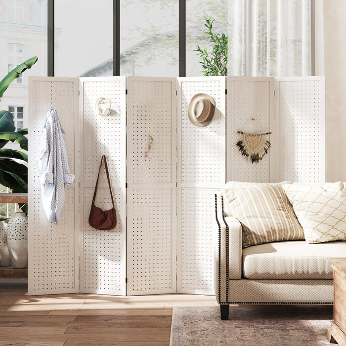 HOMCOM 6 Panel Folding Room Divider Privacy Screen Indoor Home Decoration