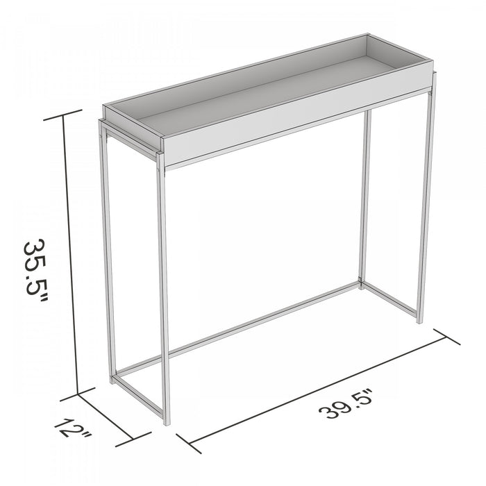 40” Modern Console Table With Sunkey Tray - Dark Grey With Black Metal