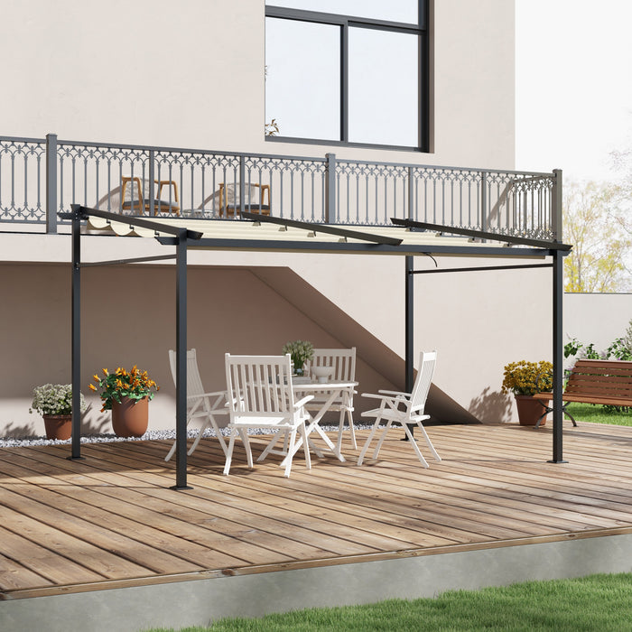 Outsunny 10' X 13' Metal Pergola W/ Retractable Canopy Roof, Beige