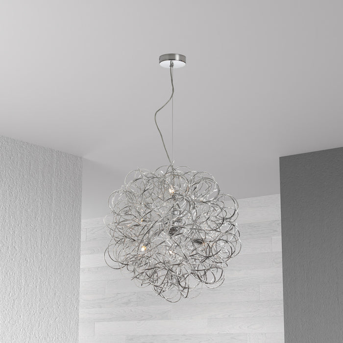 Dainolite Baya 6 Light Tubular Pendant Polished Chrome Finish Lamp