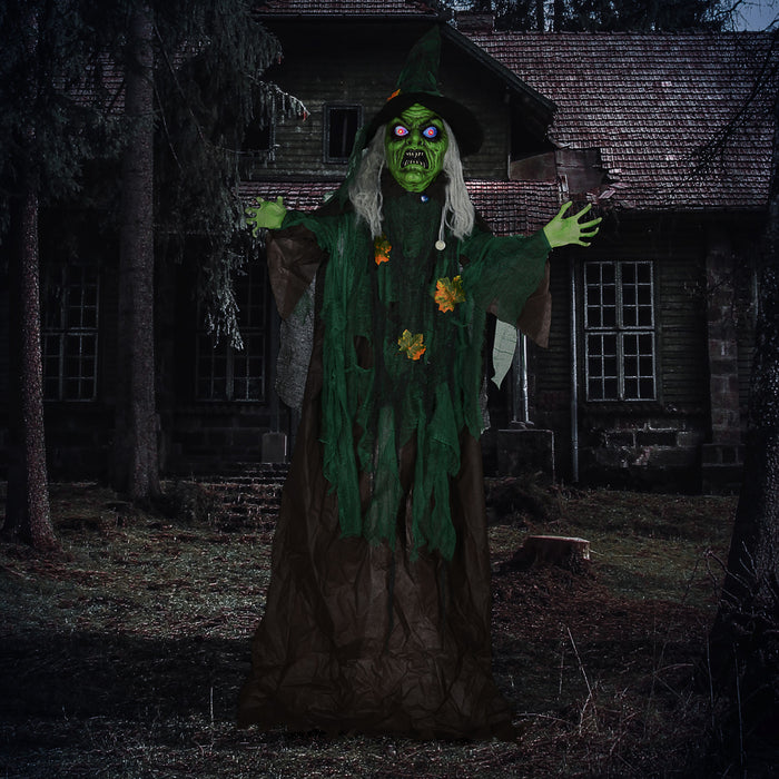 Homcom 72\" Halloween Decoration Witch With Magical Heart, Sound Activated