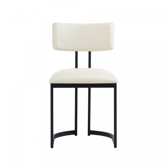Juno Contemporary Modern Vegan Leather Metal Side Chair in Cream - Set of 2