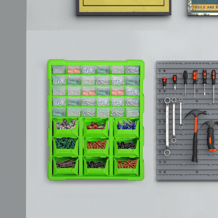 Durhand 39 Drawer Plastic Parts Storage Hardware And Craft Cabinet Green