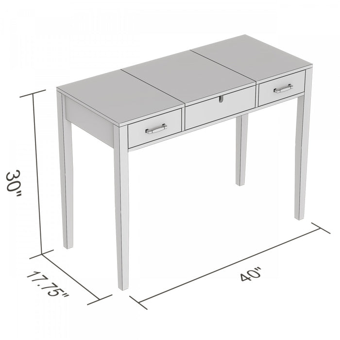40” Console Table With 2 Drawers And 1 Foldable Mirror - White