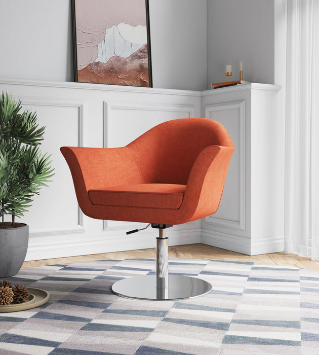 Voyager Modern Woven Blend Swivel Lounge Chair in Orange - Set of 2